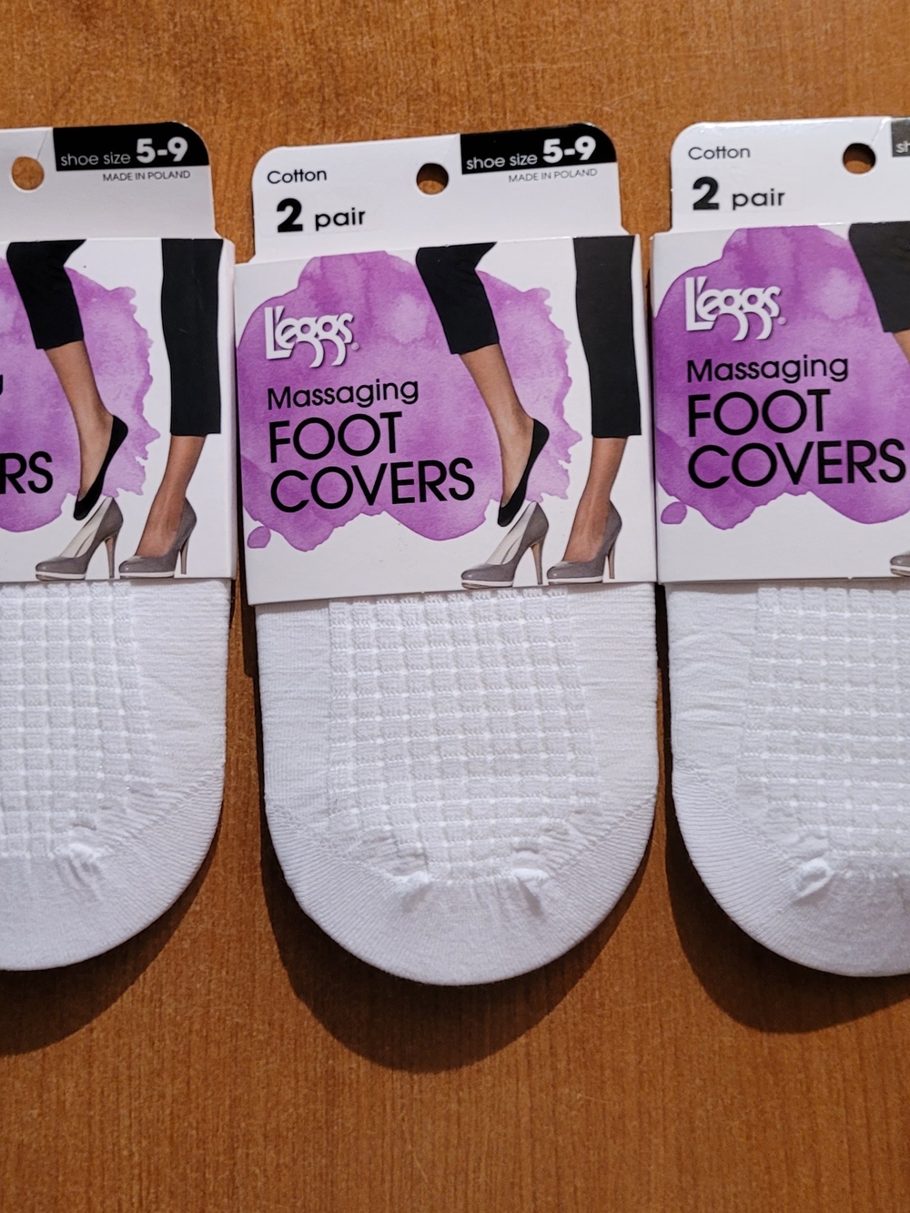 6 Pairs Leggs White Cushioned No-Show Foot Covers Womens Size 5-9 NWT